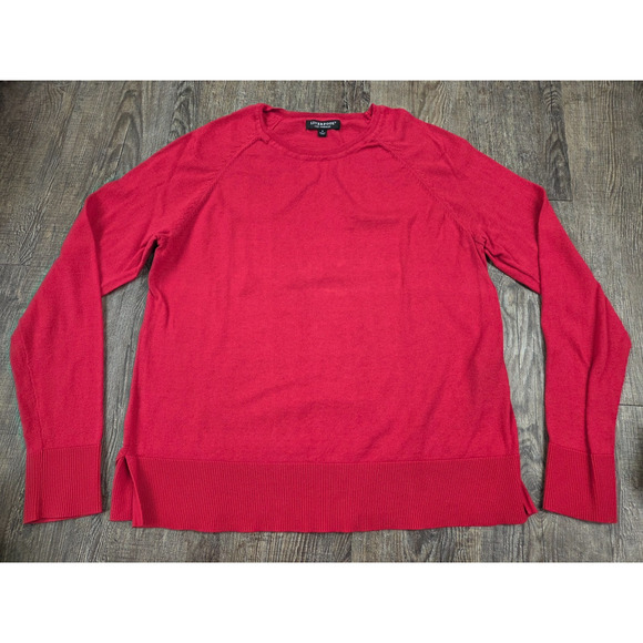 Liverpool Jeans Women's Thin Solid Red Crewneck Pullover Sweater Small - Picture 1 of 4